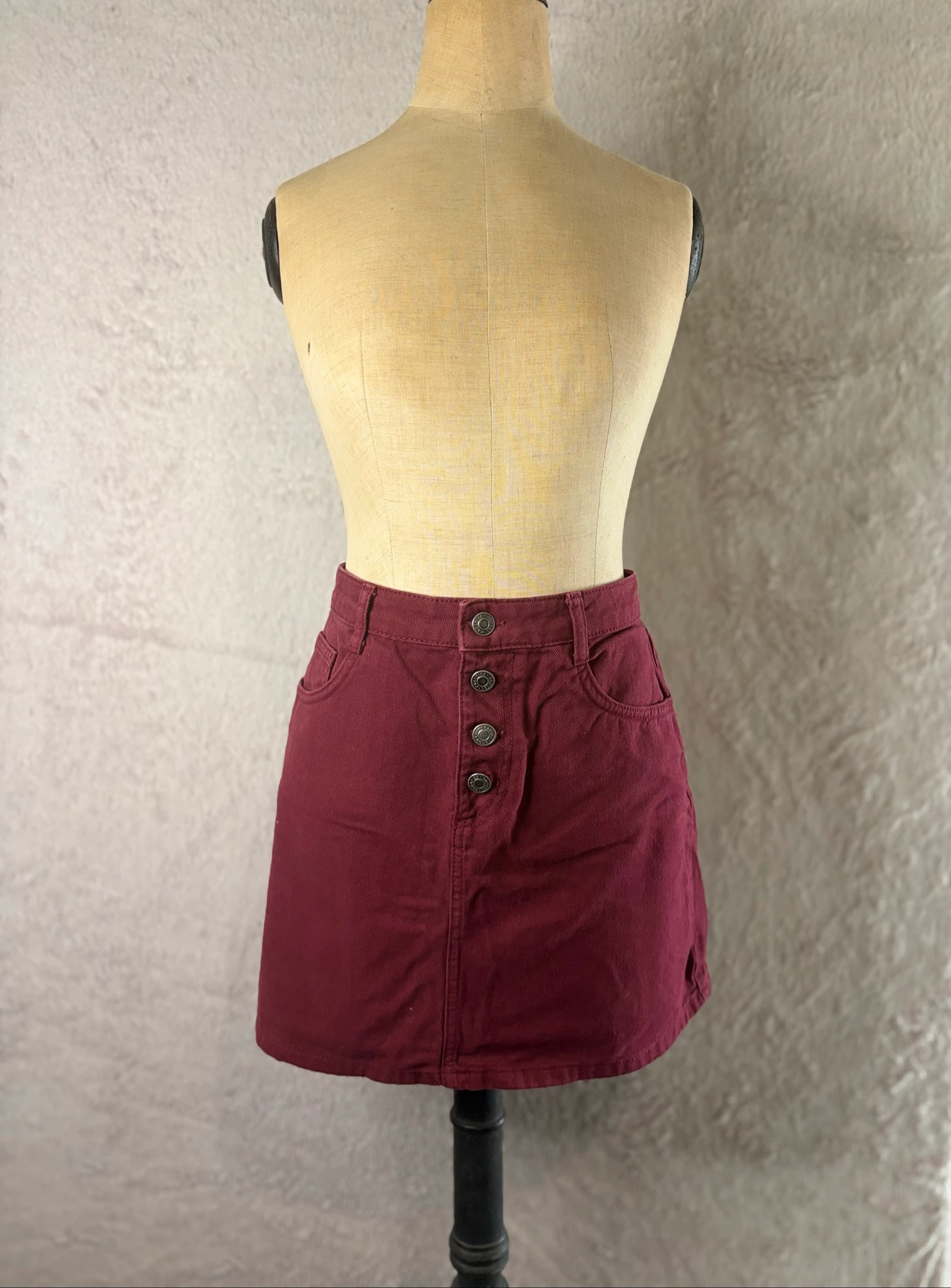Jupe Pull&Bear en jean bordeaux T.40